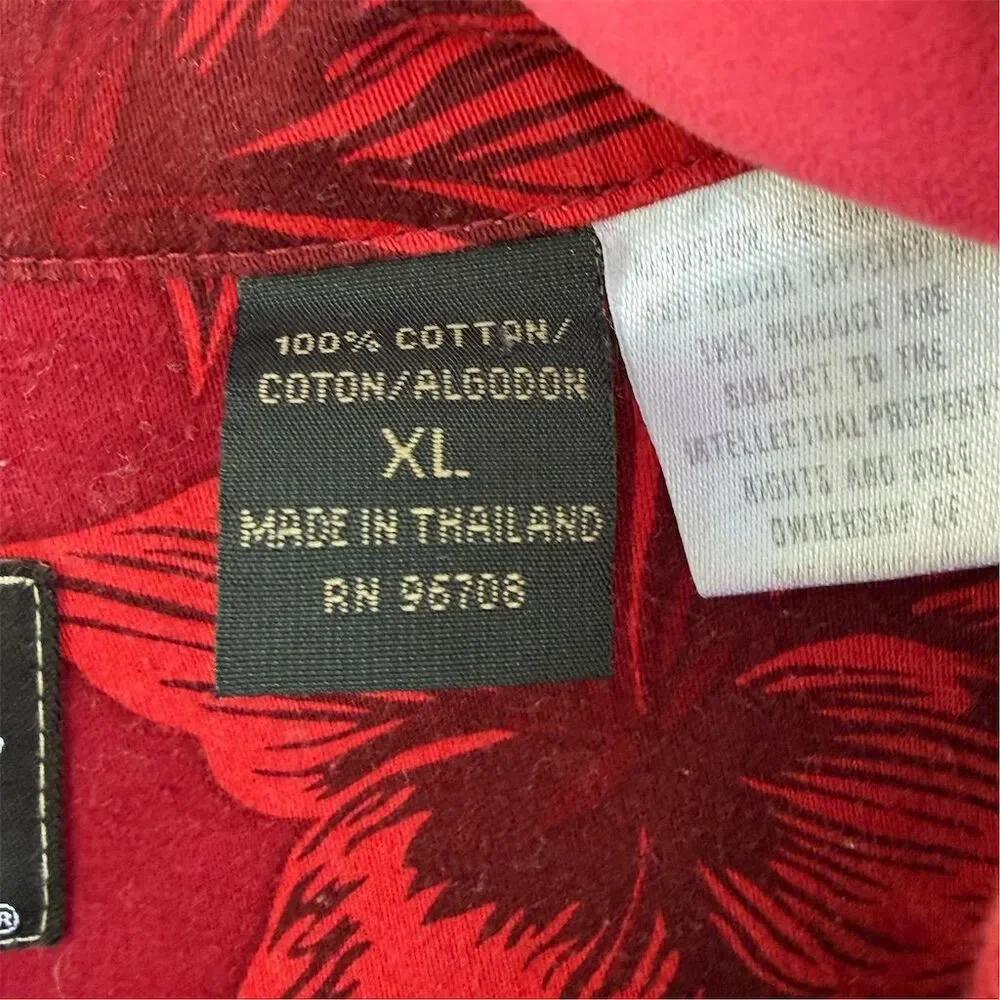 Chiliwear Florida State XL Red Floral Hawaiian Shirt Vintage Tropical Casual